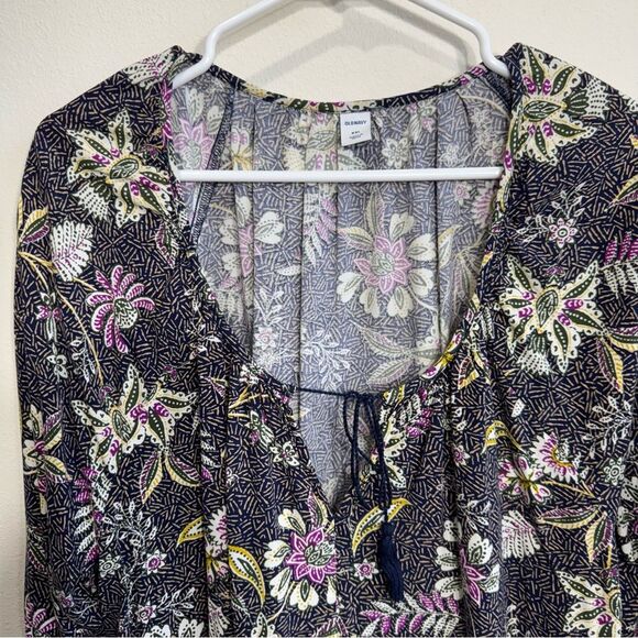 Old Navy Floral peplum blouse XXL dark floral romantic boho fairy witchy - Picture 3 of 7